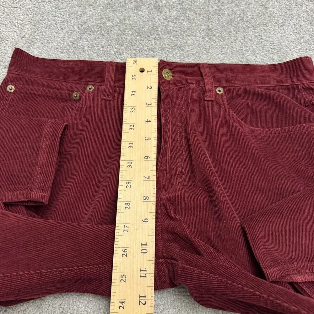 J.Crew Urban Slim Fit Corduroy Pants Mens 33x30 Maroon Red Cotton Flat Front
